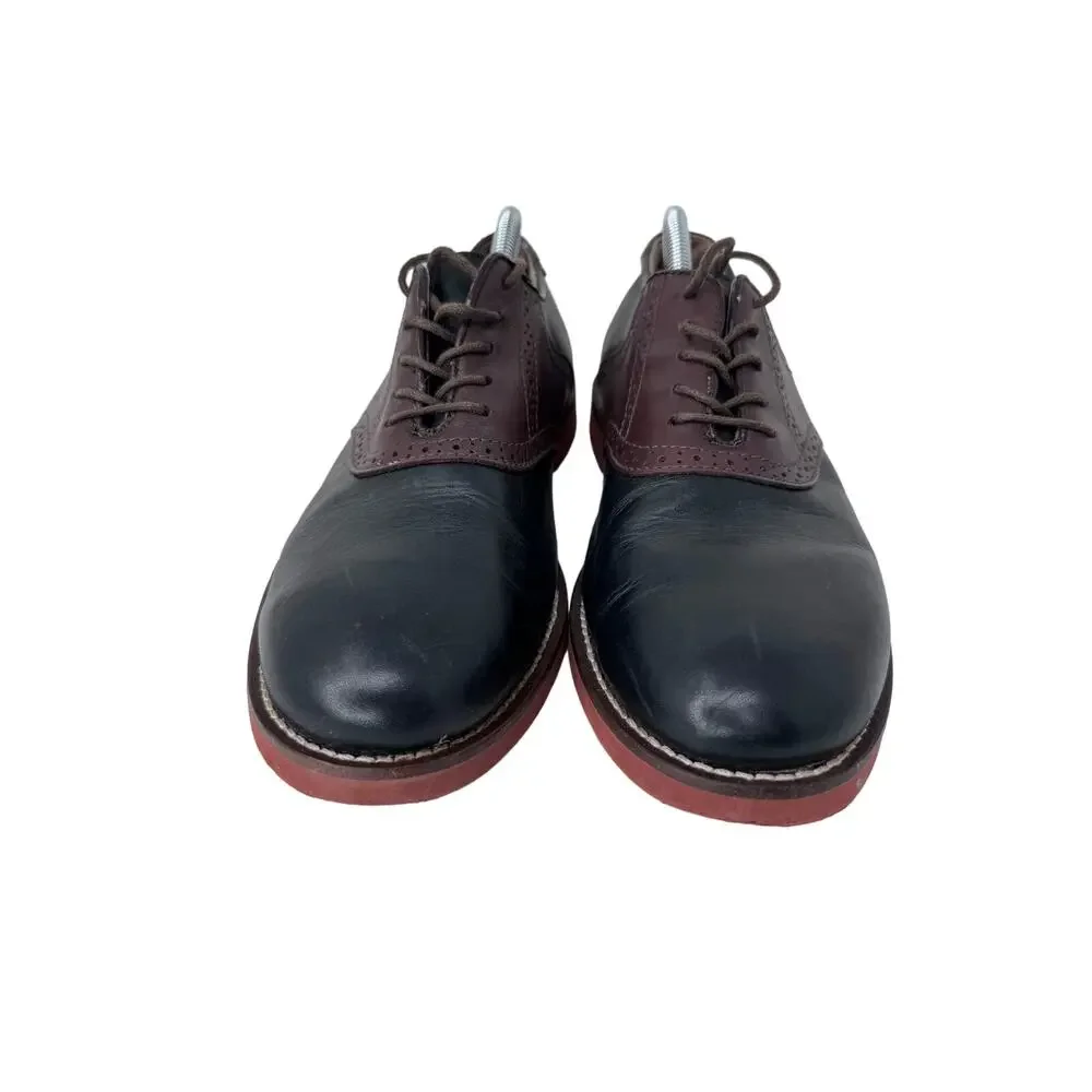 GH Bass Burlington Saddle Oxford Shoes Lace Up Leather Black Brown Mens Size 10D